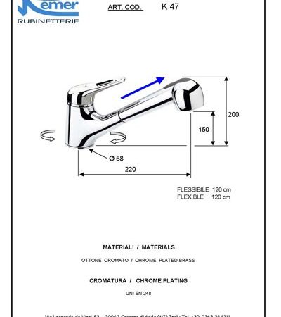 MONOCOMANDO LAVELLO CON DOCCIA ESTRAIBILE REMER